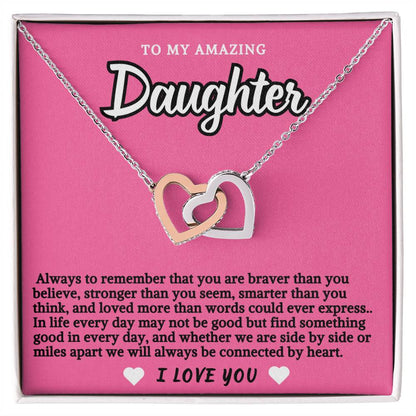 Pink Design Daughter Hearts Necklace