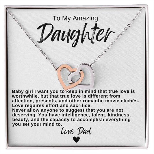 To My Amazing Daughter Hearts Necklace