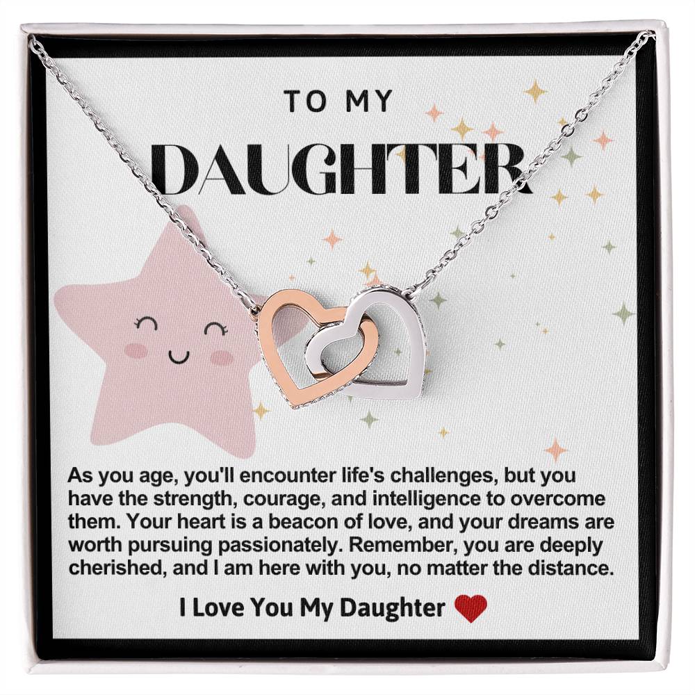 Daughter Double Heart Necklace- Star