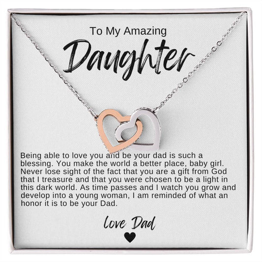 To My Amazing Daughter Hearts Necklace