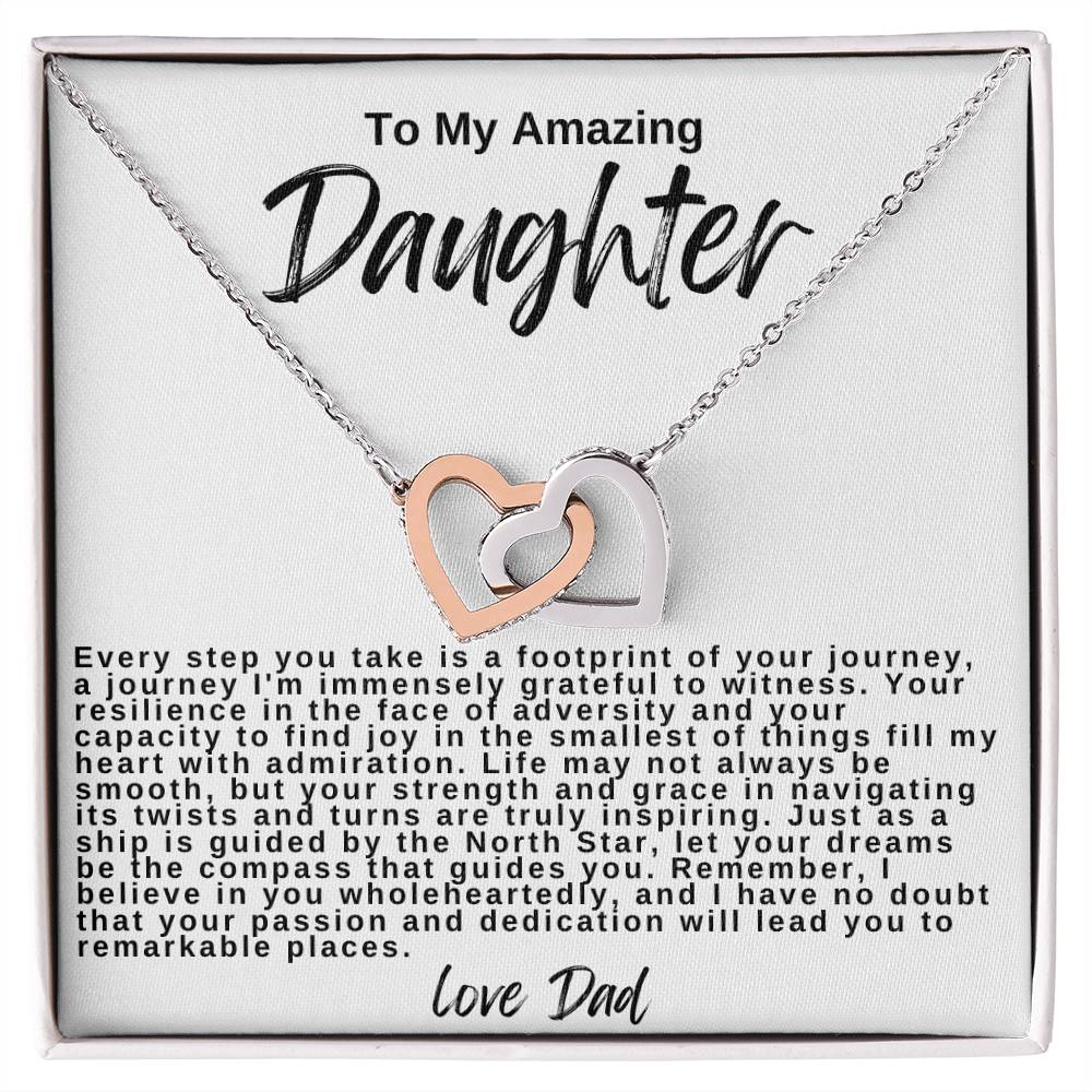 To My Amazing Daughter Hearts Necklace