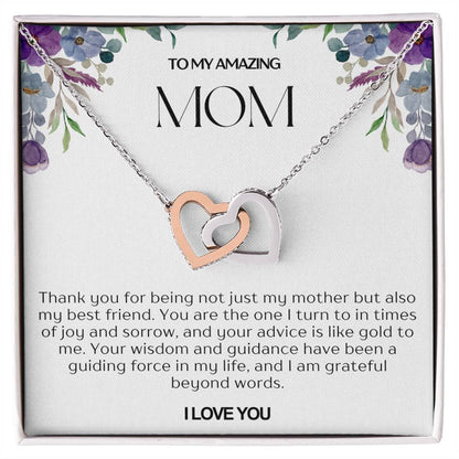 To My Amazing Mom Double Hearts Necklace