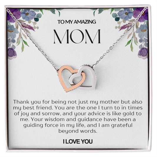 To My Amazing Mom Double Hearts Necklace