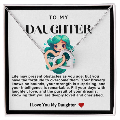 Daughter Double Heart Necklace-Mermaid