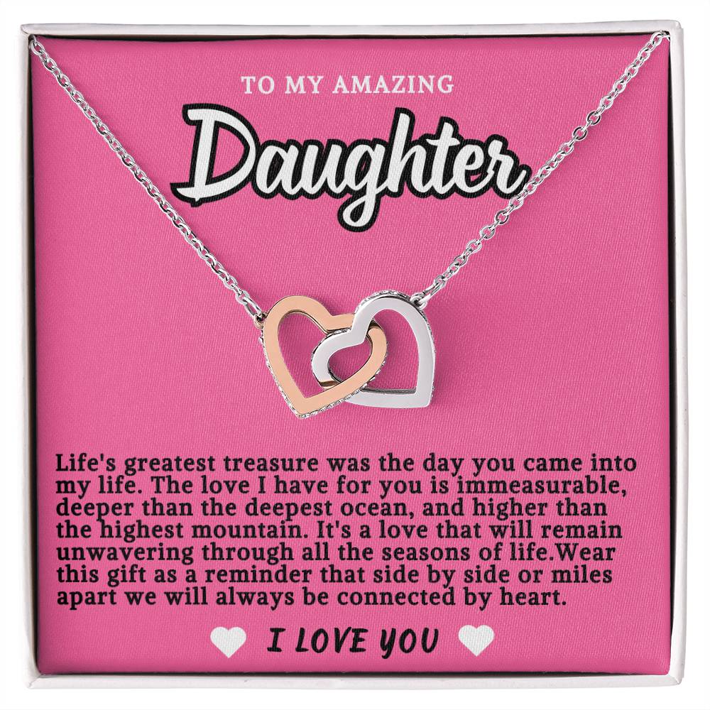 Pink Design Daughter Hearts Necklace