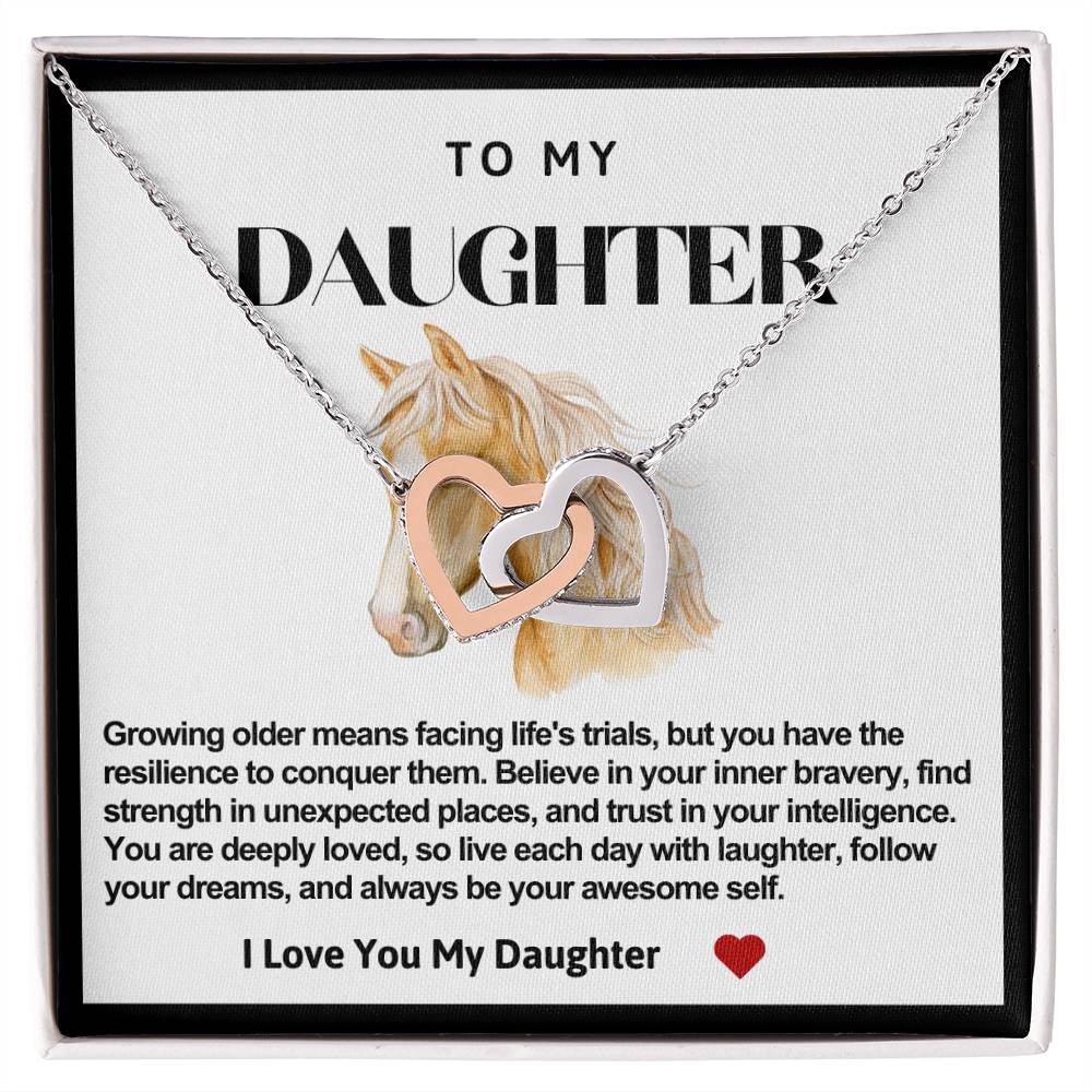 Daughter Double Heart Necklace-Horse