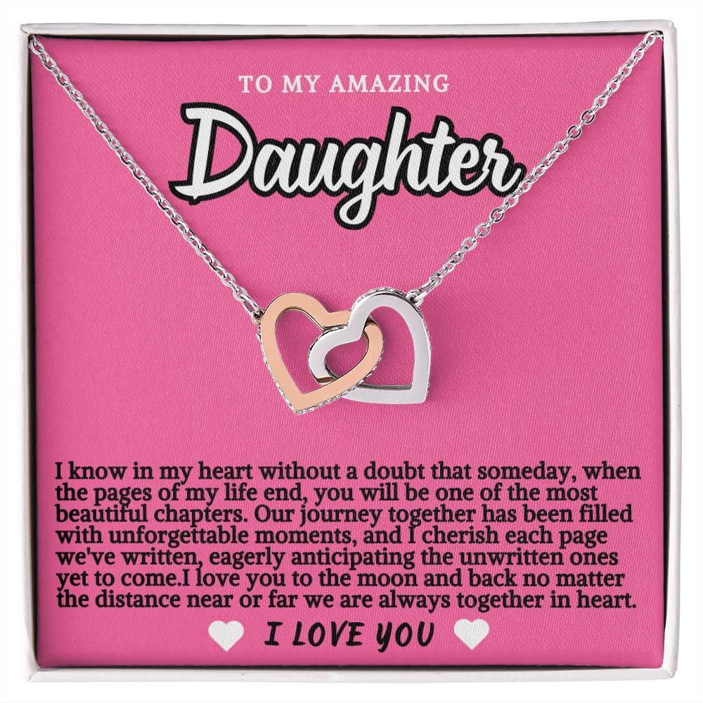 Pink Design Daughter Hearts Necklace