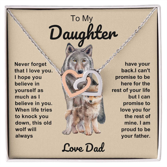 To My Daughter Double Hearts Necklace