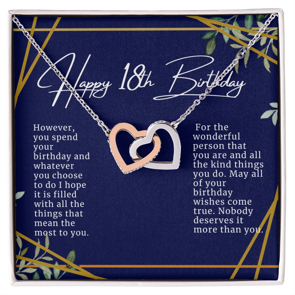 Happy 18th Birthday Hearts Necklace