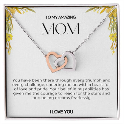 To My Amazing Mom Double Hearts Necklace