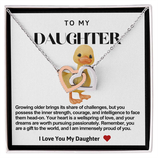 Daughter Double Heart Necklace- Chick