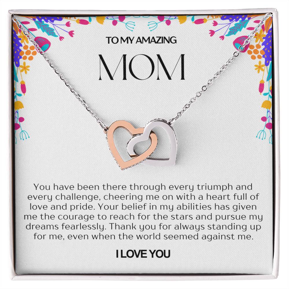 To My Amazing Mom Double Hearts Necklace