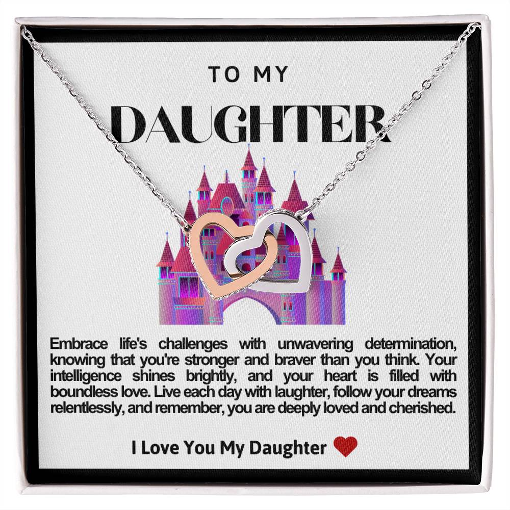 Daughter Double Heart Necklace- Purple Castle