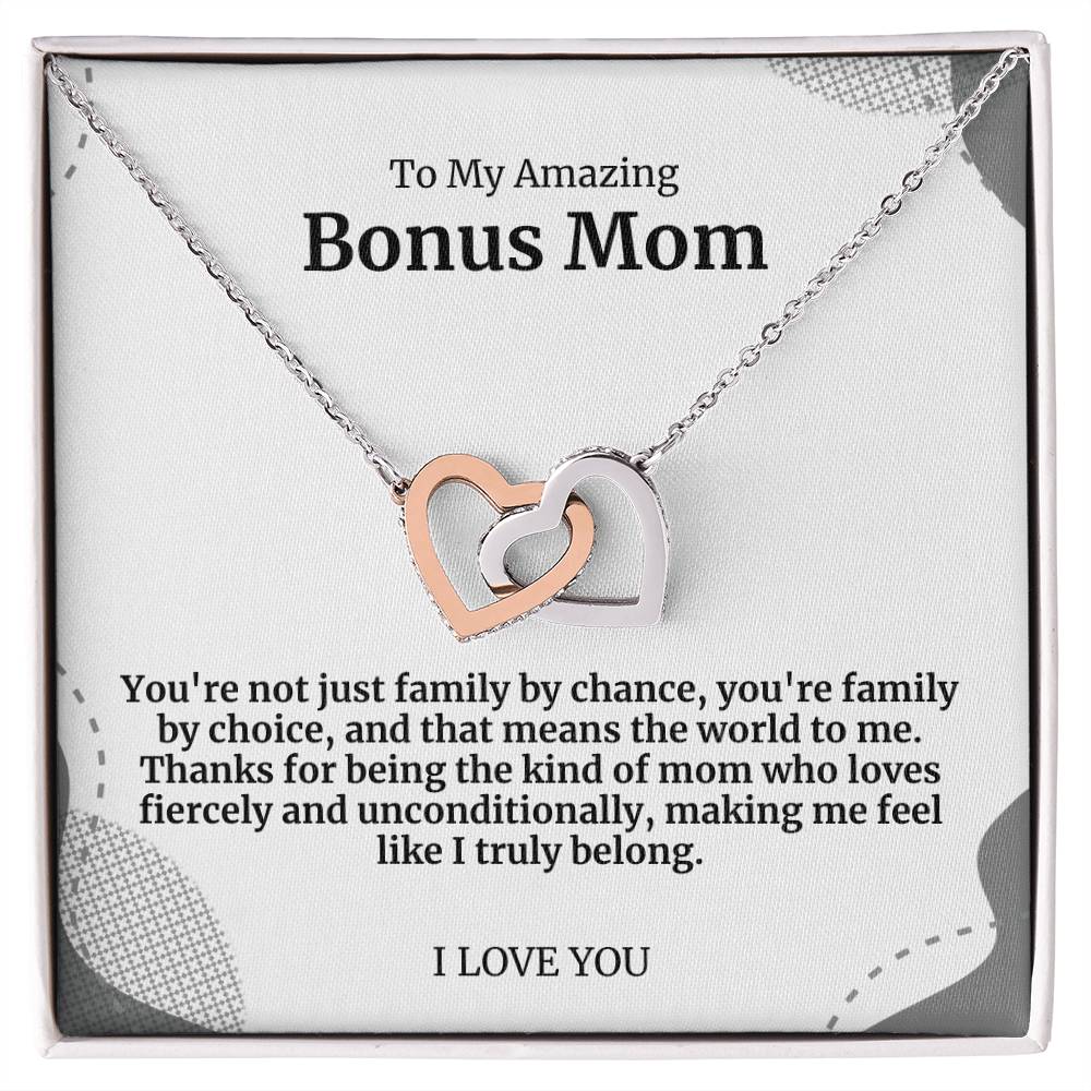 To My Amazing Bonus Mom Double Hearts Necklace