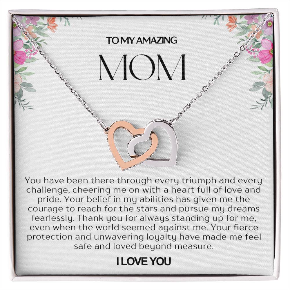 To My Amazing Mom Double Hearts Necklace