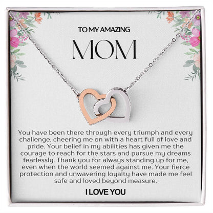 To My Amazing Mom Double Hearts Necklace