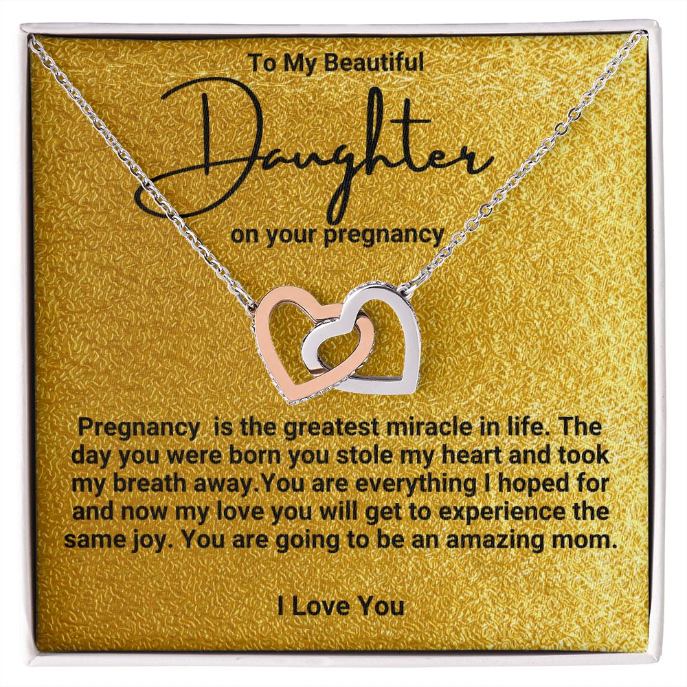 Daughter Pregnancy Hearts Necklace