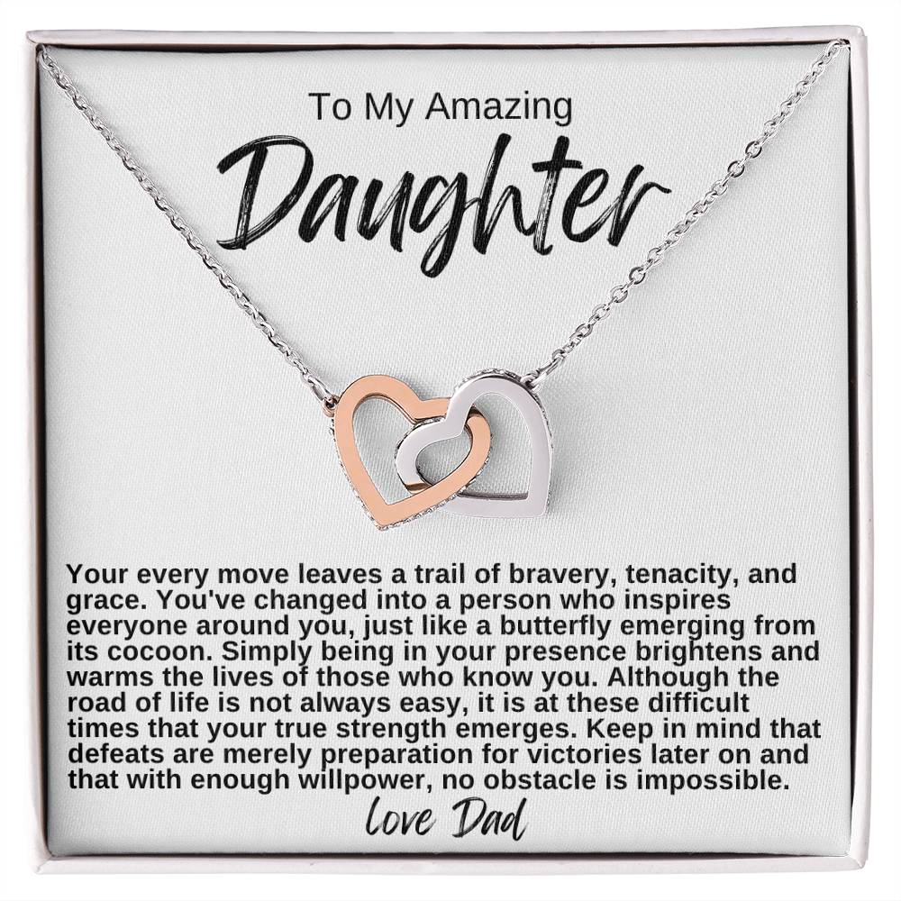 To My Amazing Daughter Hearts Necklace