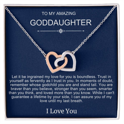 Beautiful Gift To Goddaughter from God Parent Double Heart Necklace