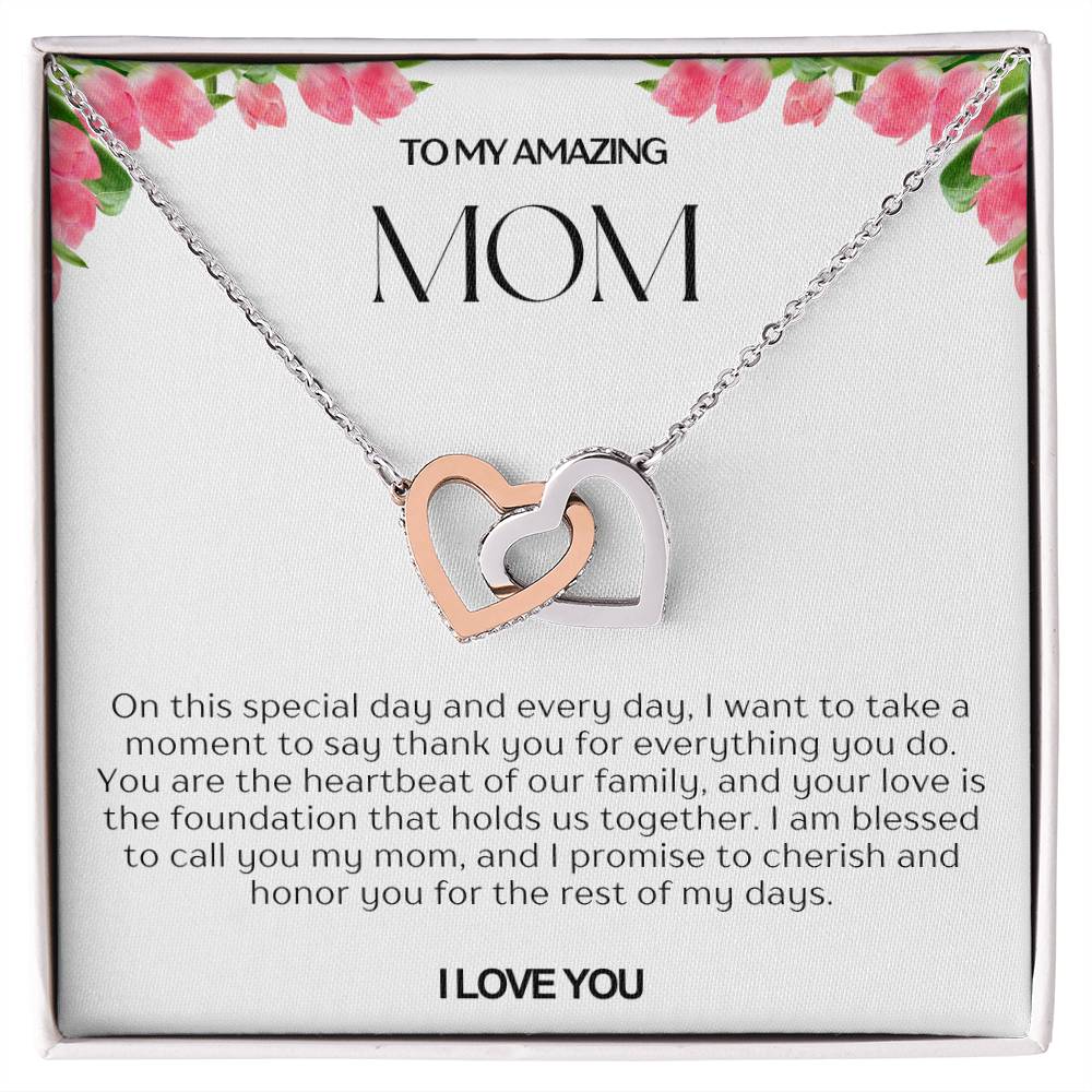 To My Amazing Mom Double Hearts Necklace