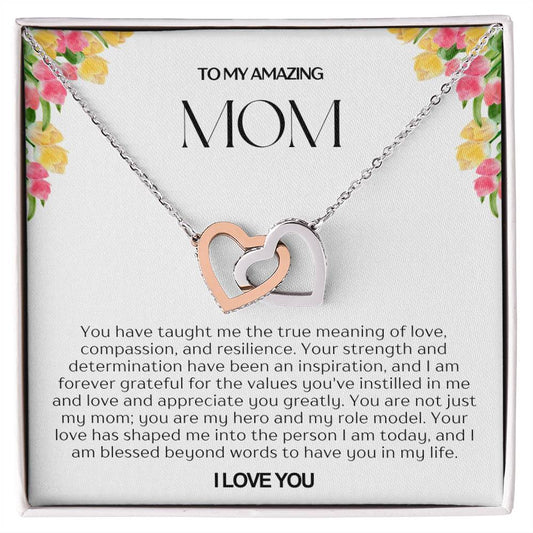 To My Amazing Mom Double Hearts Necklace