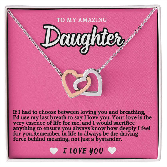 Pink Design Daughter Hearts Necklace