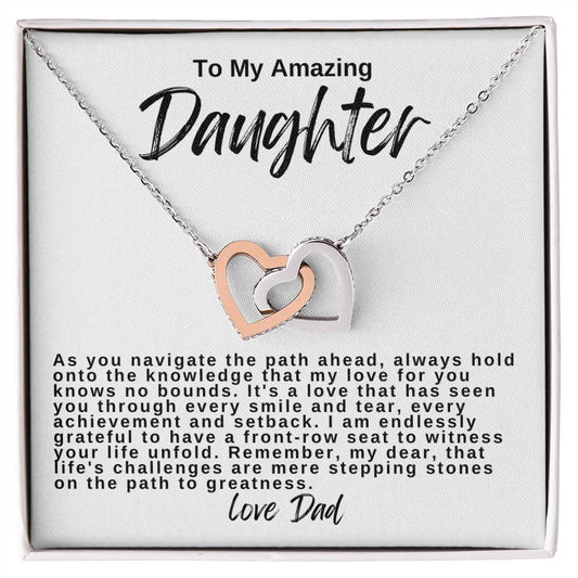 To My Amazing Daughter Heart Necklace