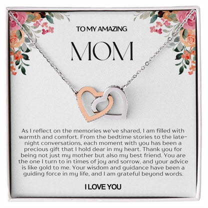 To My Amazing Mom Double Hearts Necklace