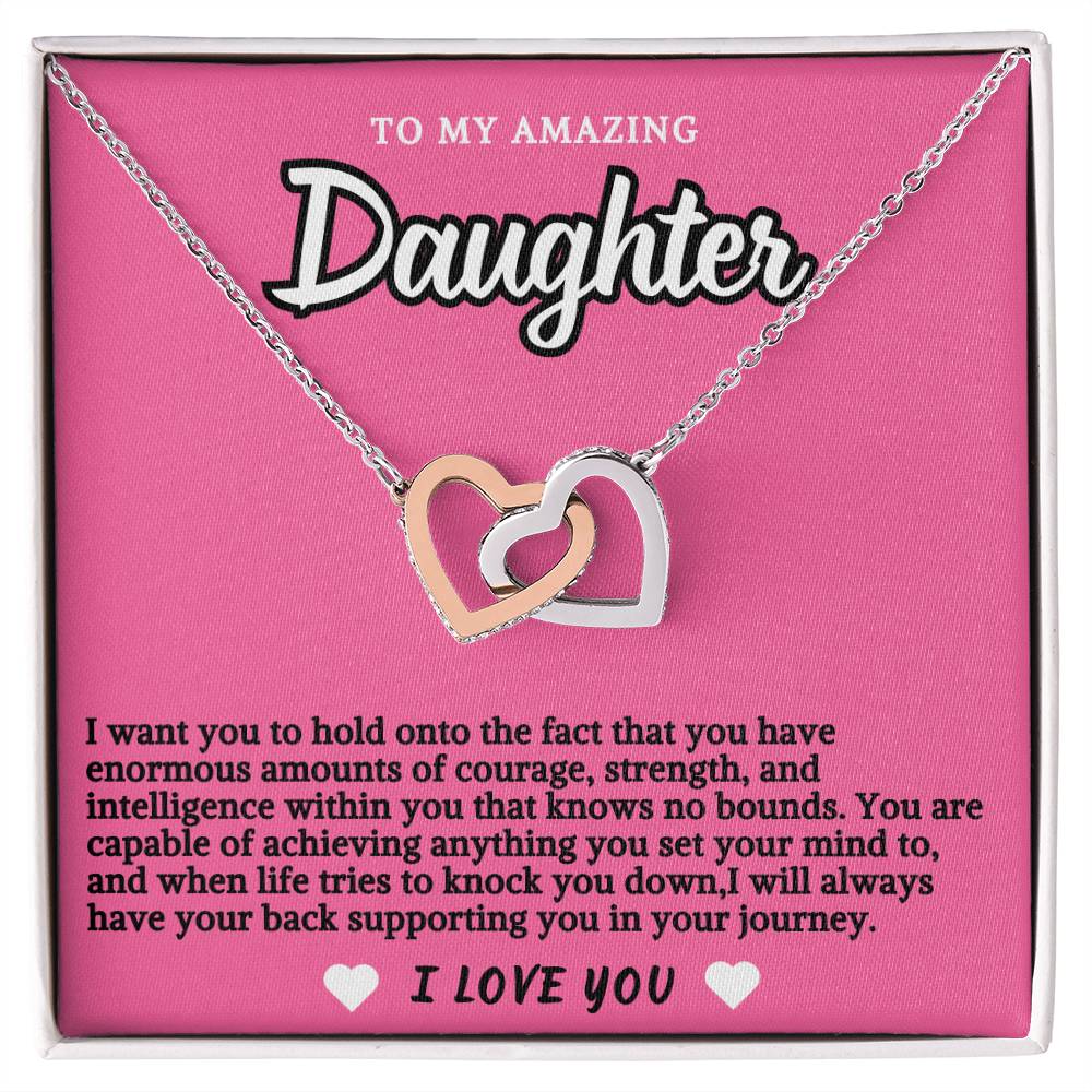 Pink Design Daughter Hearts Necklace