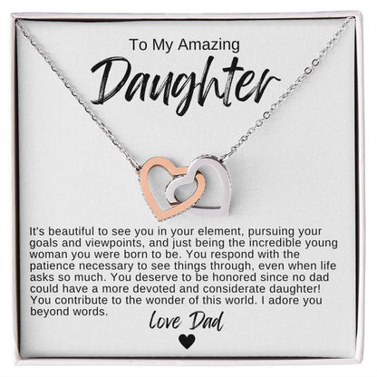 To My Amazing Daughter Hearts Necklace