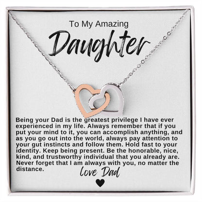 To My Amazing Daughter Hearts Necklace