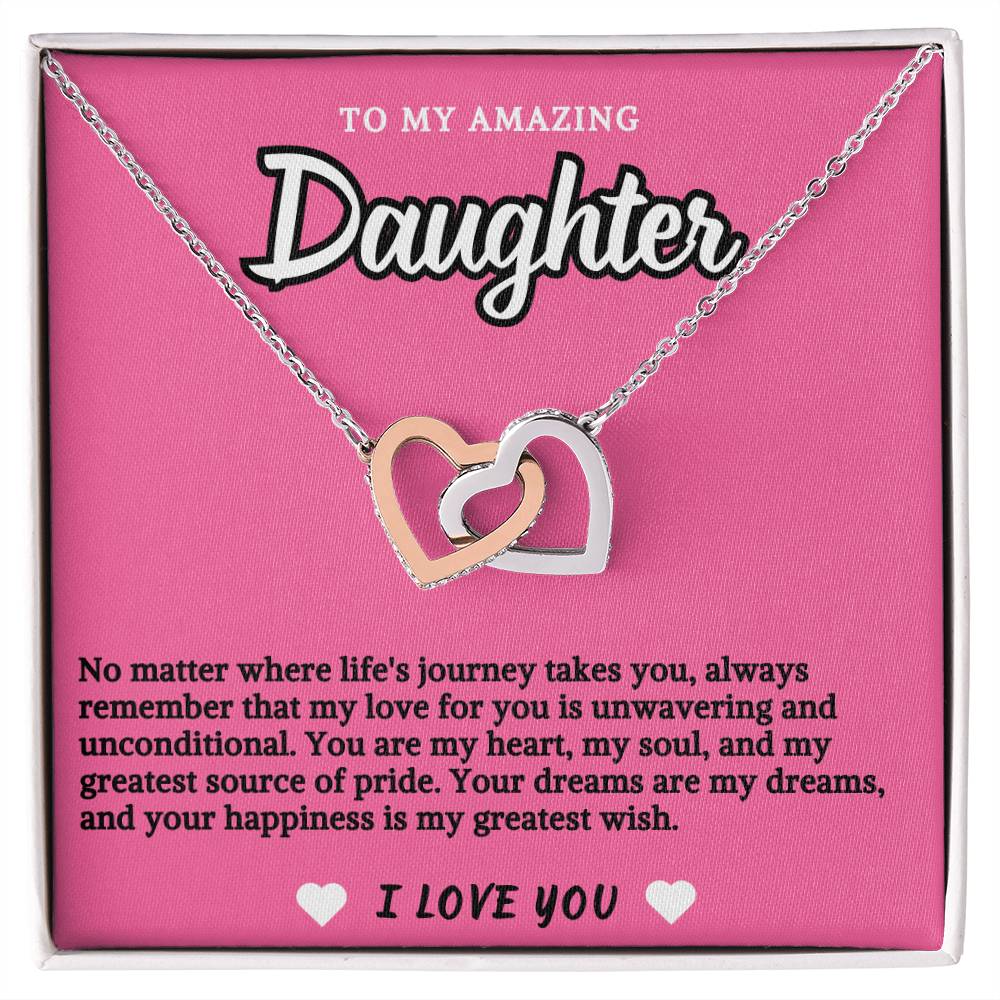 Pink Design Daughter Hearts Necklace