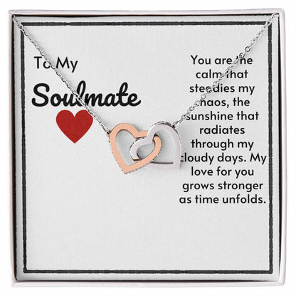 Soulmate Connected Hearts Necklace- My Love For You Grows Stronger