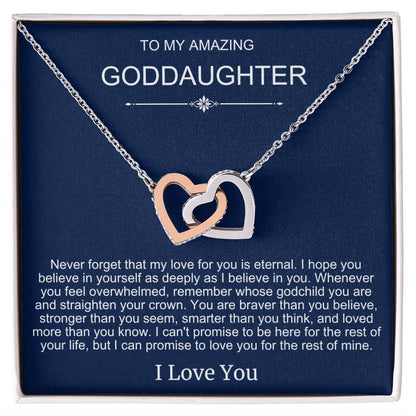 Beautiful Gift To Goddaughter from God Parent Double Heart Necklace