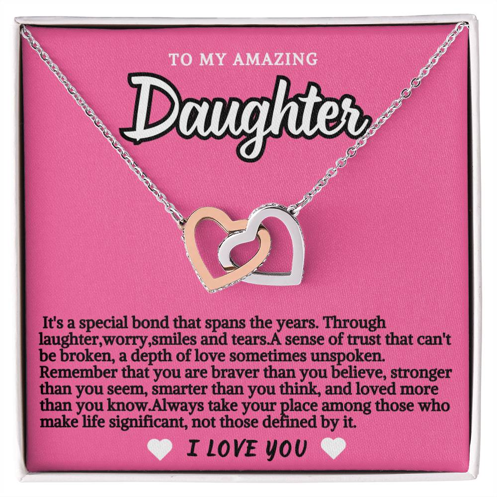 Pink Design Daughter Hearts Necklace