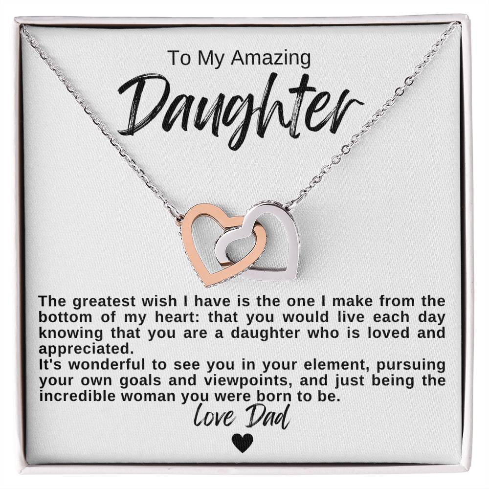 To My Amazing Daughter Hearts Necklace