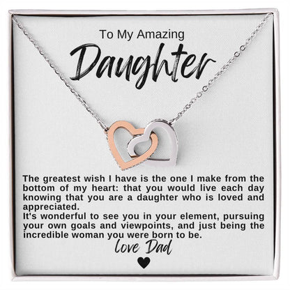 To My Amazing Daughter Hearts Necklace