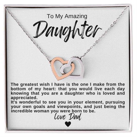 To My Amazing Daughter Hearts Necklace