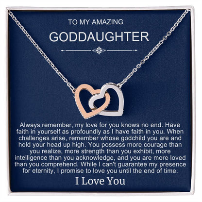 Beautiful Gift To Goddaughter from God Parent Double Heart Necklace