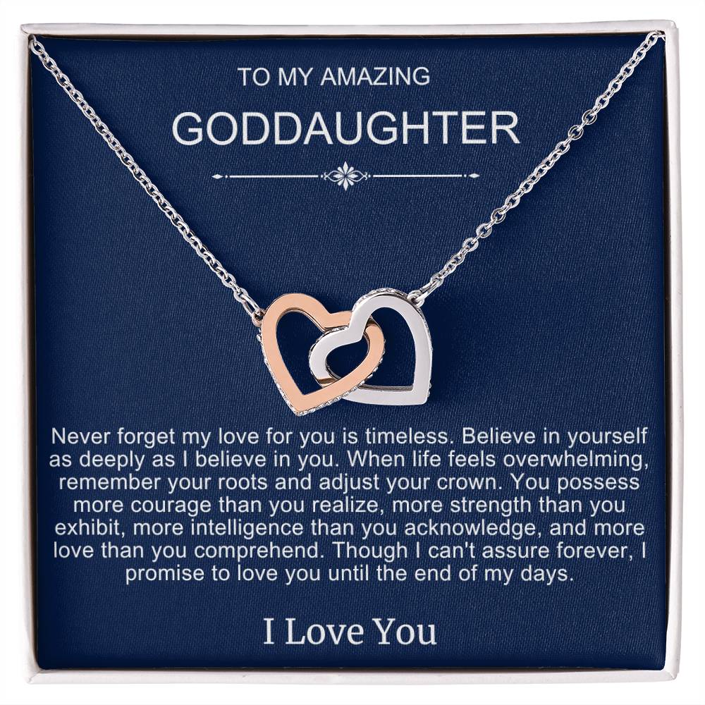 Beautiful Gift To Goddaughter from God Parent Double Heart Necklace