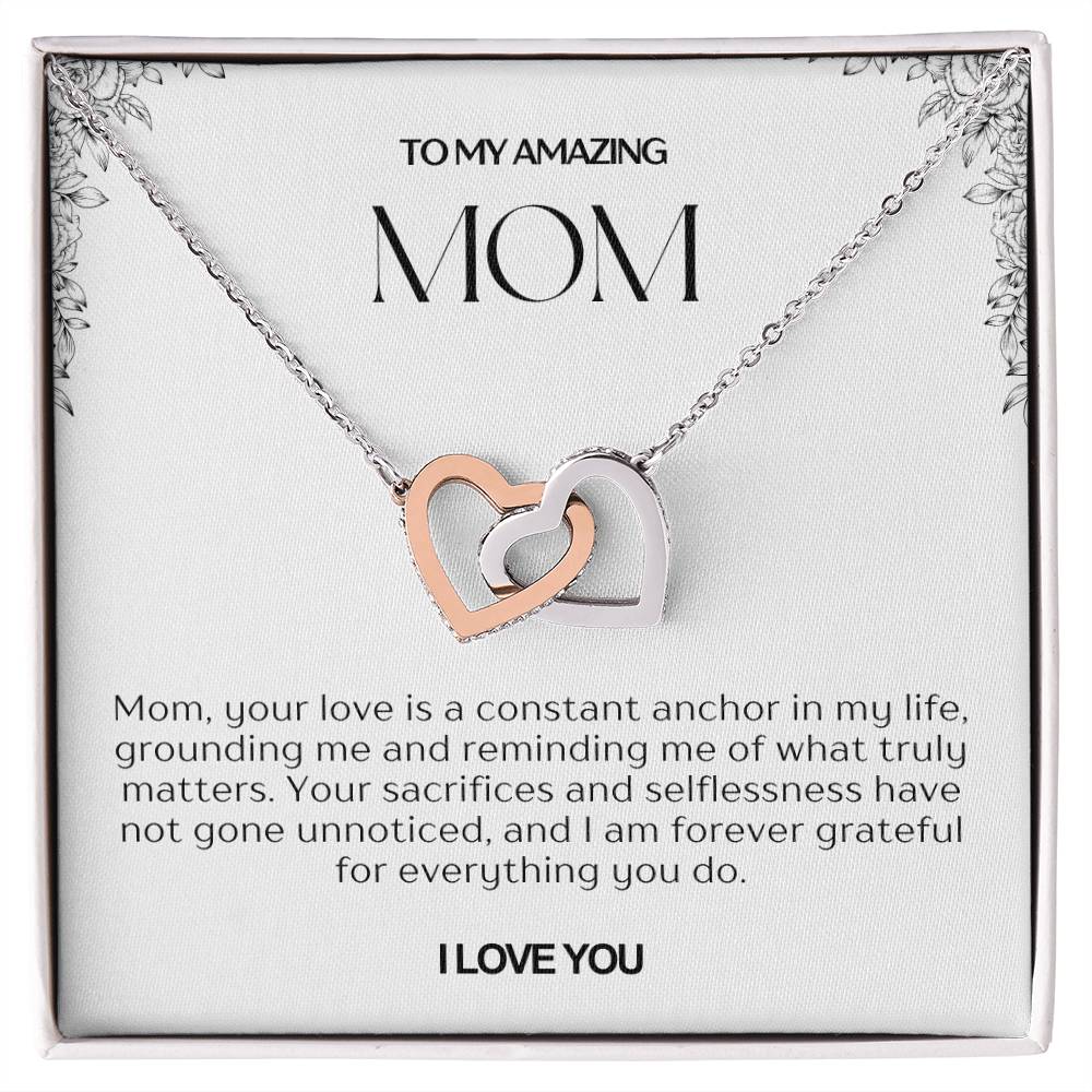 To My Amazing Mom Double Hearts Necklace