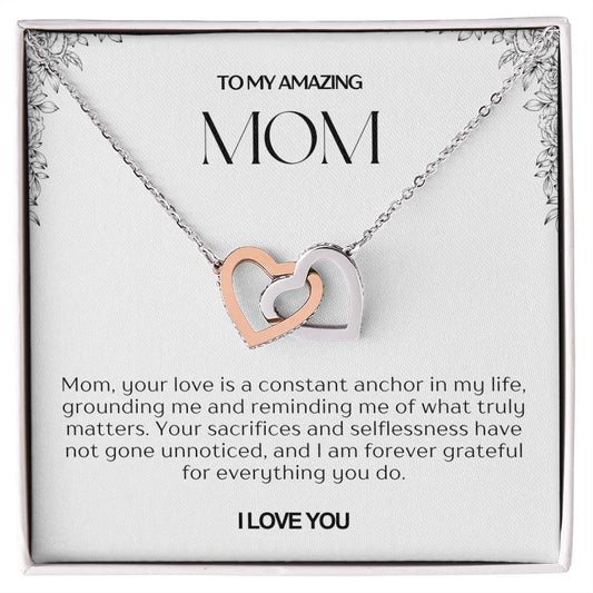 To My Amazing Mom Double Hearts Necklace