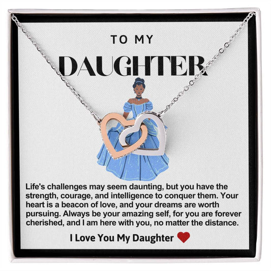 Daughter Double Heart Necklace- Princess