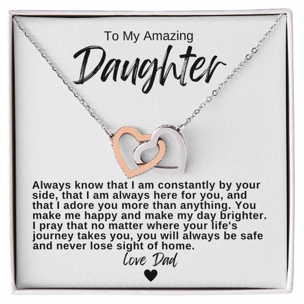 To My Amazing Daughter Hearts Necklace