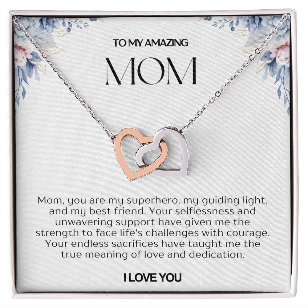 To My Amazing Mom Double Hearts Necklace