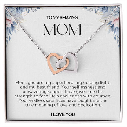 To My Amazing Mom Double Hearts Necklace