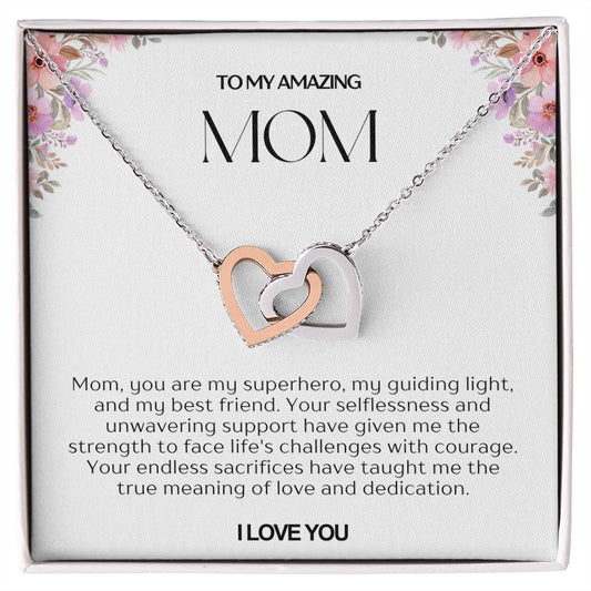 To My Amazing Mom Double Hearts Necklace