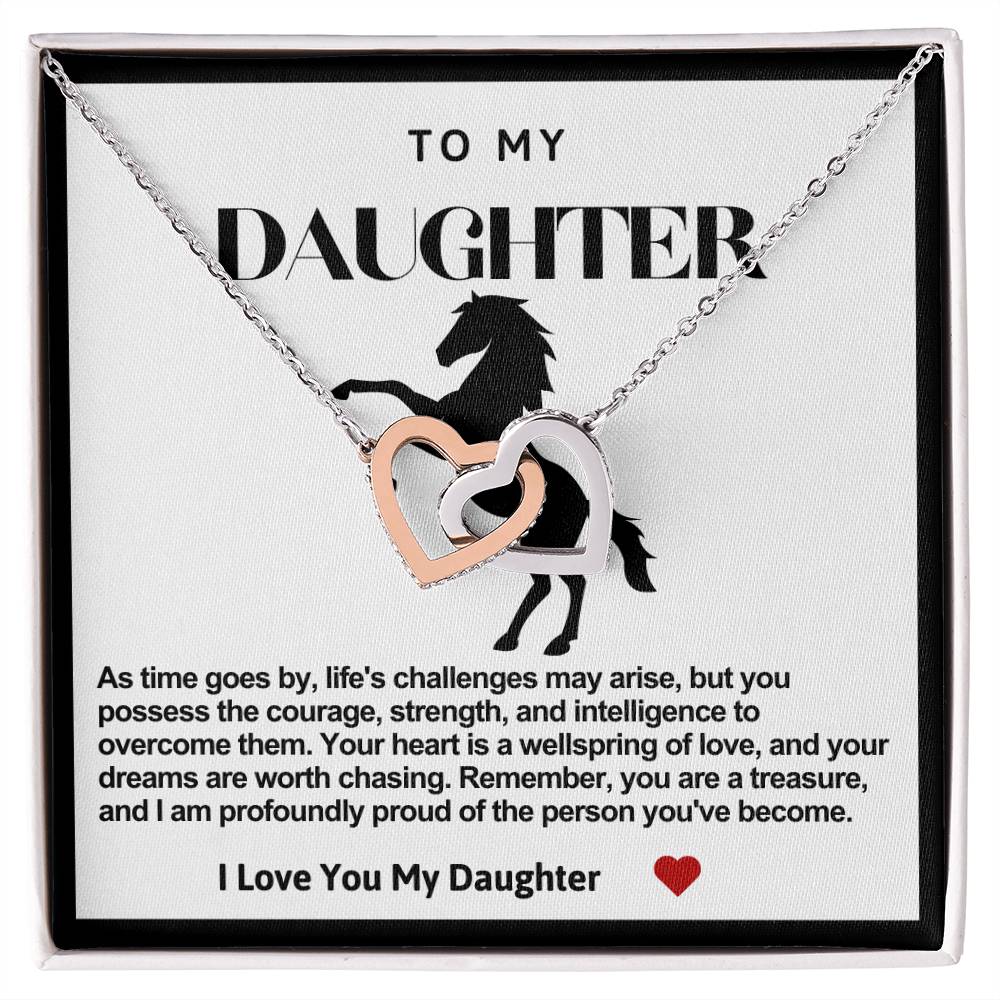 Daughter Double Heart Necklace-Horse