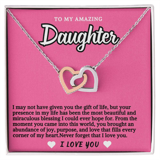 Pink Design Daughter Hearts Necklace