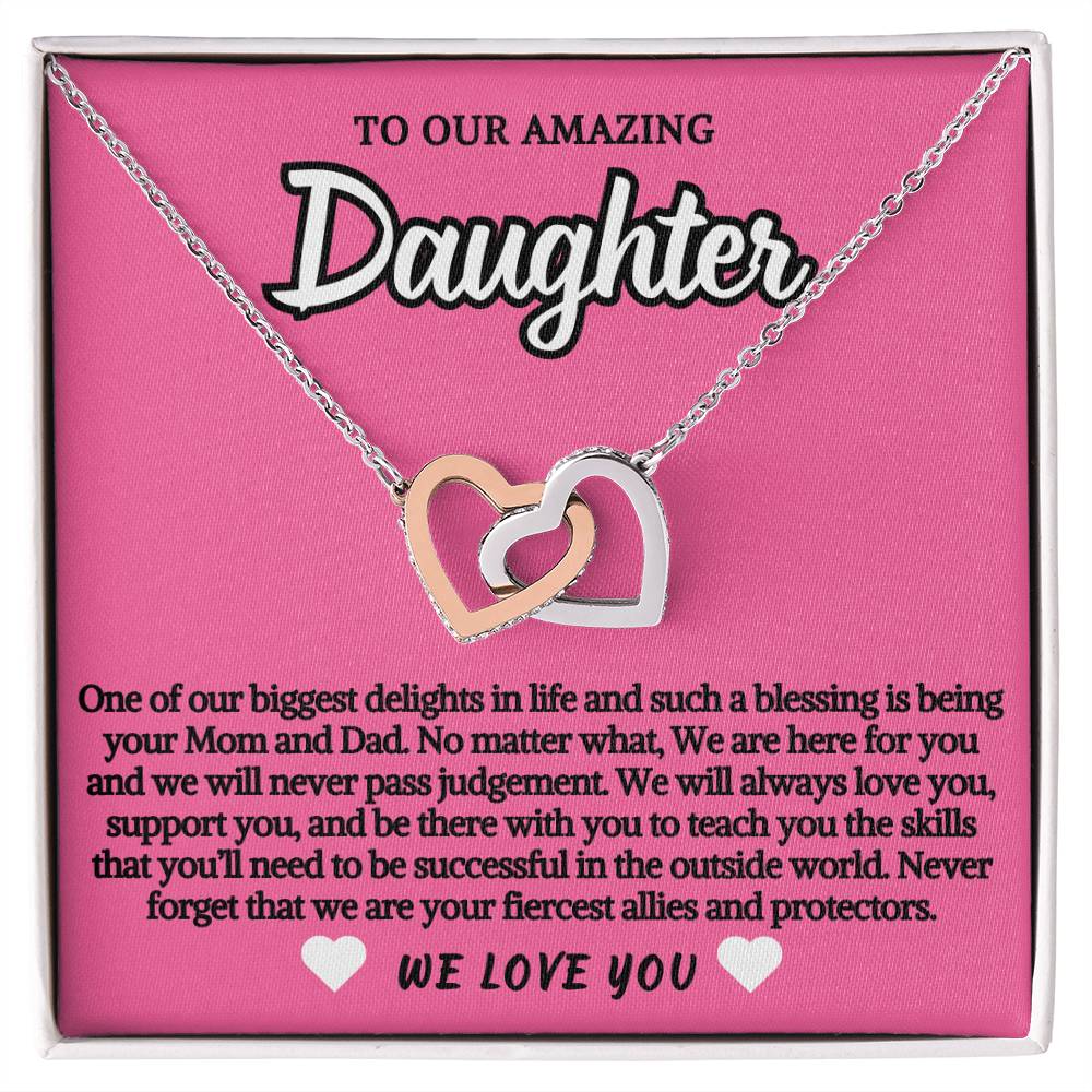 To Daughter Double Hearts Necklace